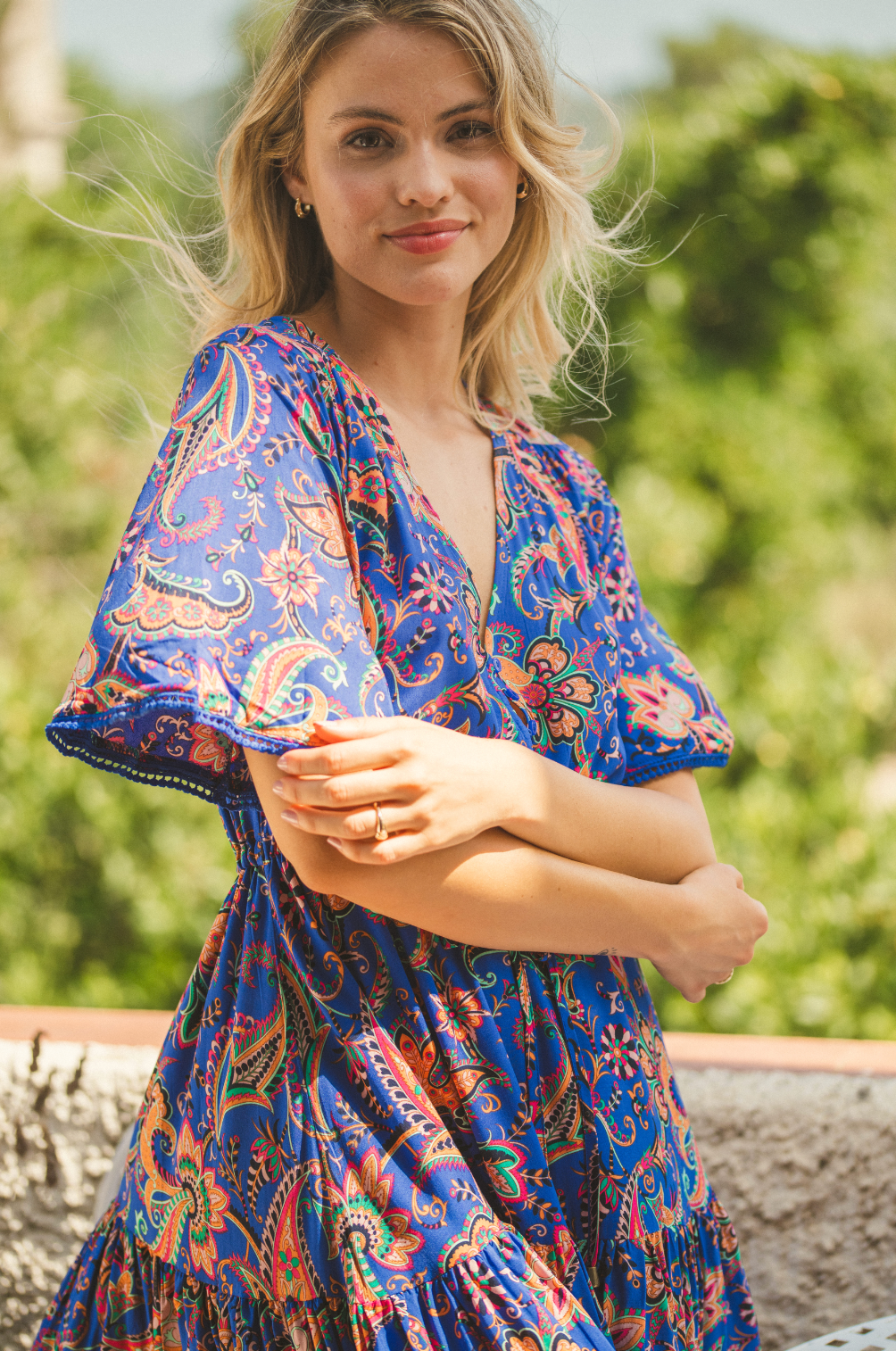 Kelsey Maxi Dress in Blue Nirvana Print