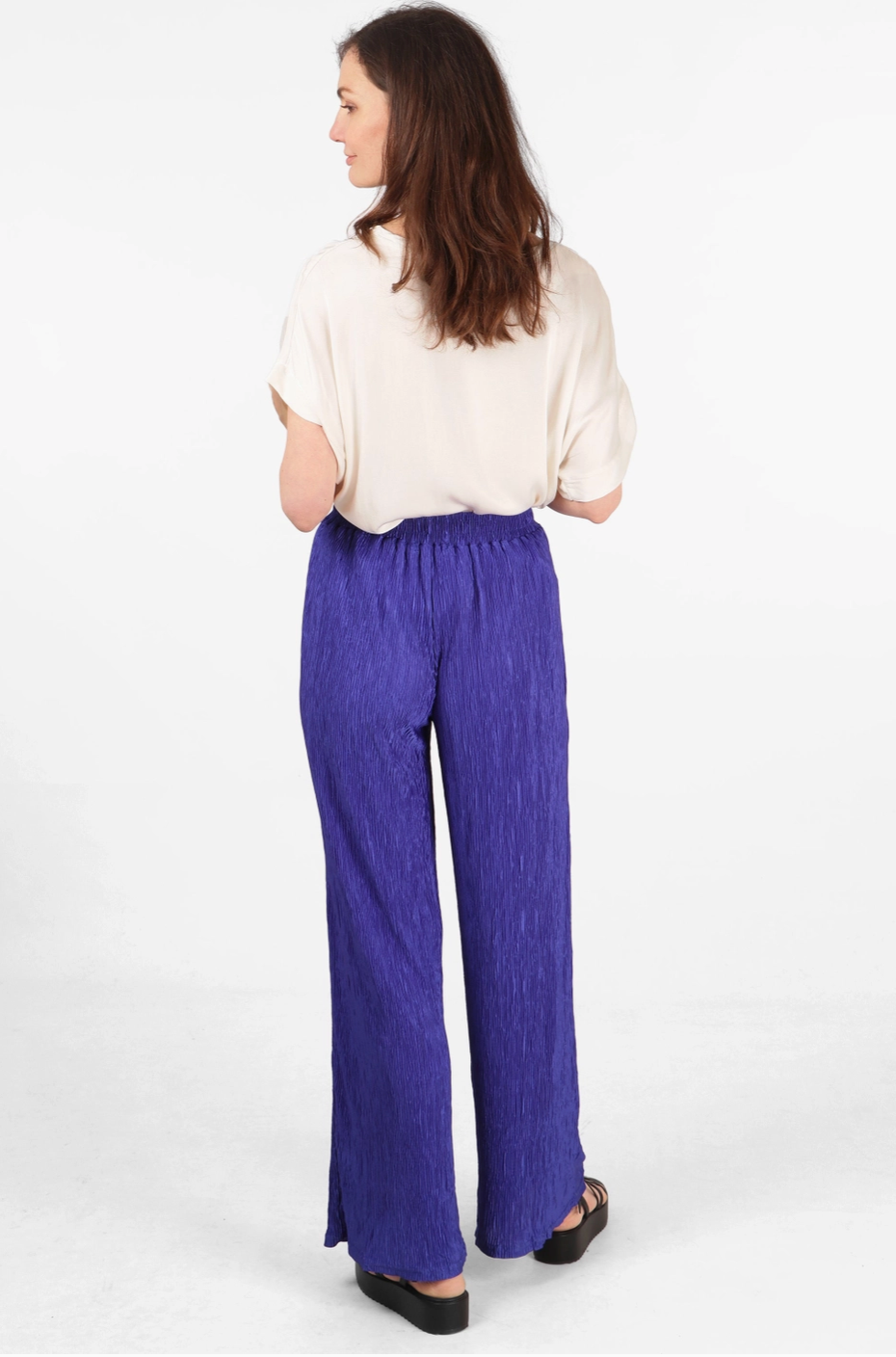 Ebba Plisse Pleat Trousers in Royal Blue