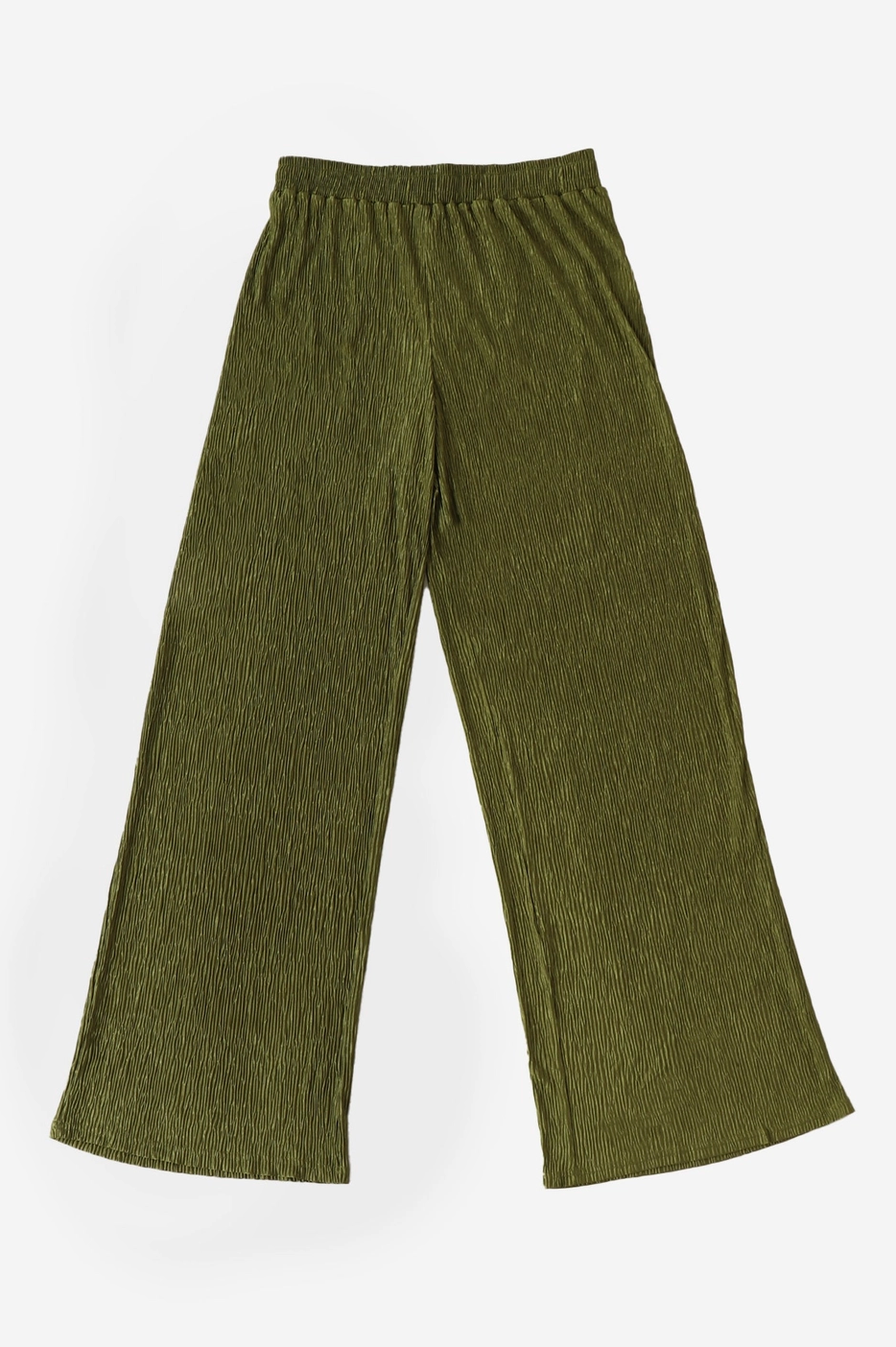 Ebba Plisse Pleat Trousers in Olive Green