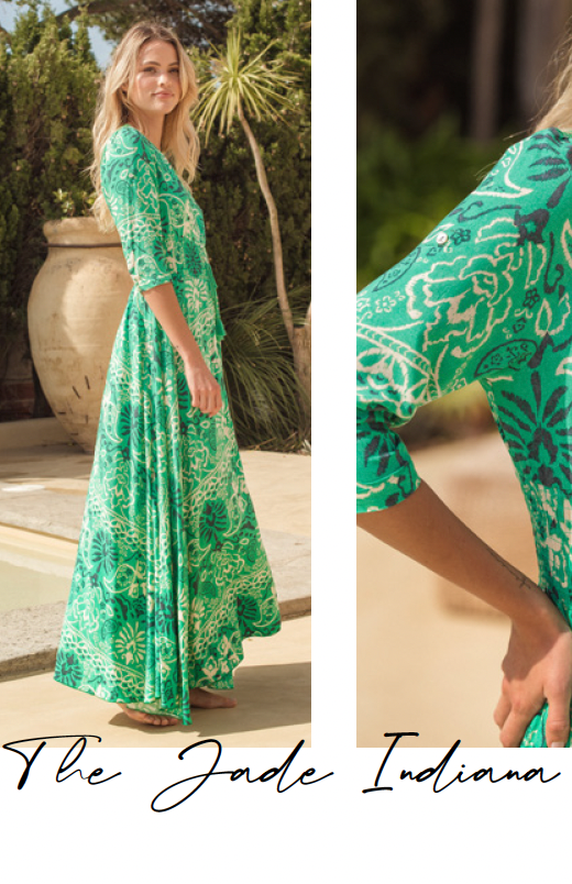 Jaase Indiana Boho Maxi Dress in Jade Print