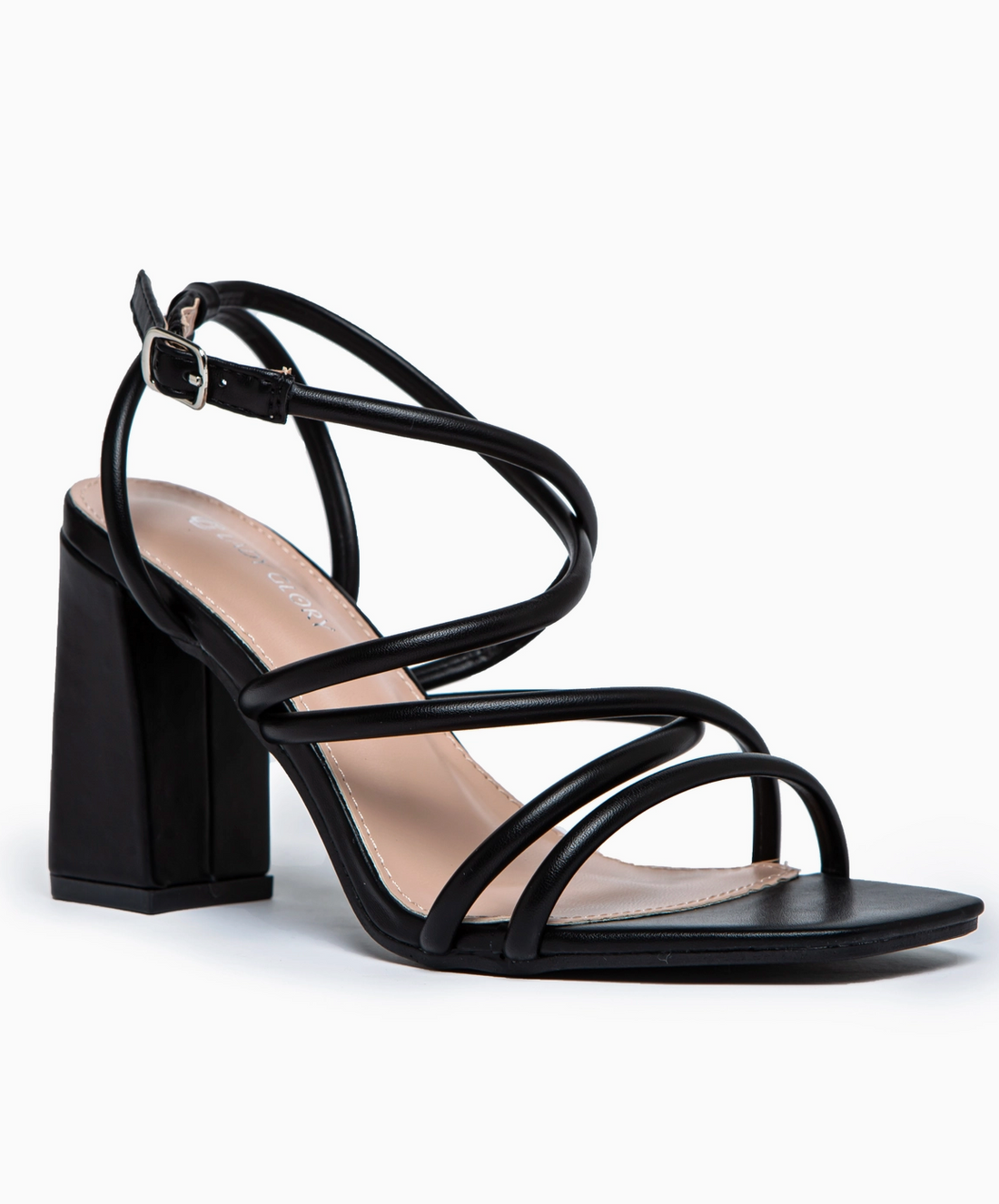 Terrie Block Heel Strappy Sandal in Black