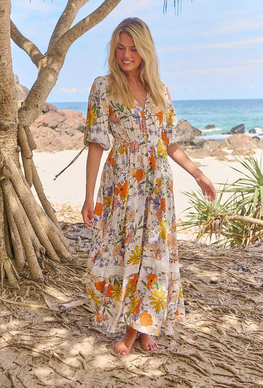 Jaase Molli Boho Maxi Dress in Dahlia Print