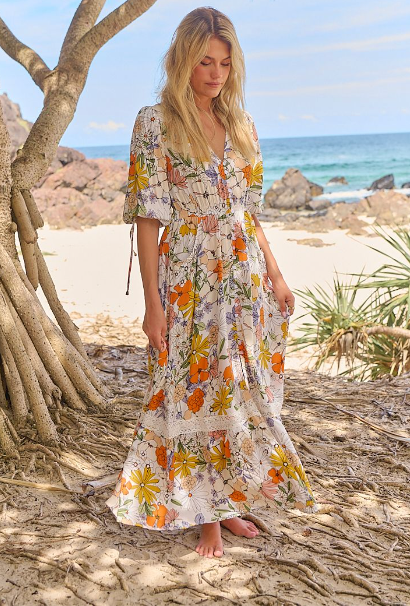 Jaase Molli Boho Maxi Dress in Dahlia Print