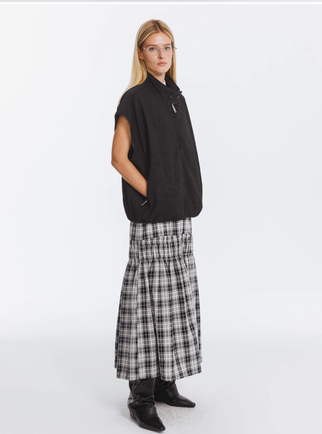 CAPRICE Tartan Check Maxi Skirt