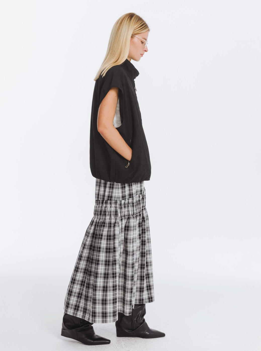 CAPRICE Tartan Check Maxi Skirt