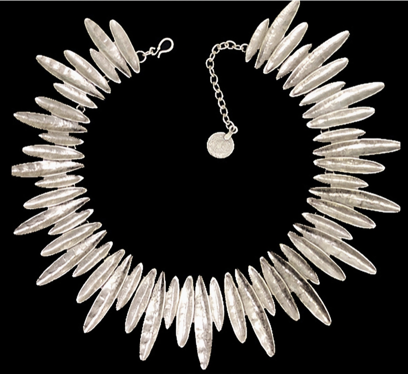 BRIGHT Statement Silver Short Bib Sunrays Necklace