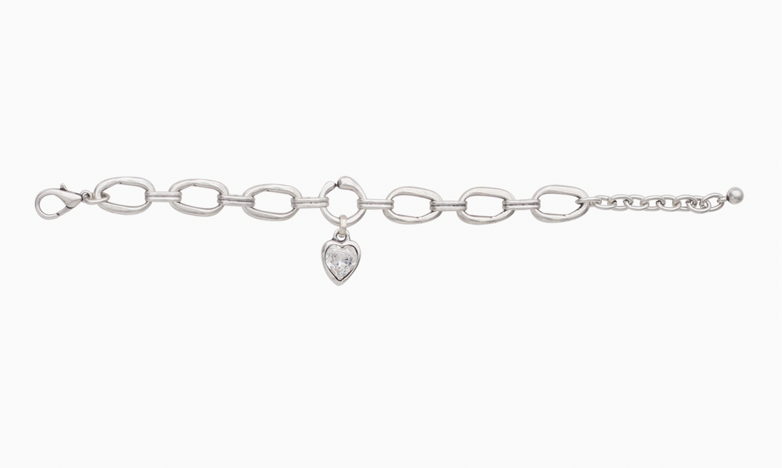 TENDER Heart Drop Silver Chain Bracelet