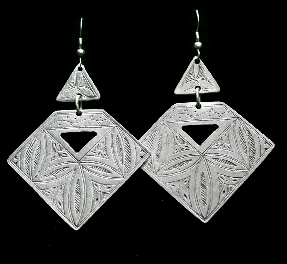 RADI Shield Drop Boho Silver Earrings