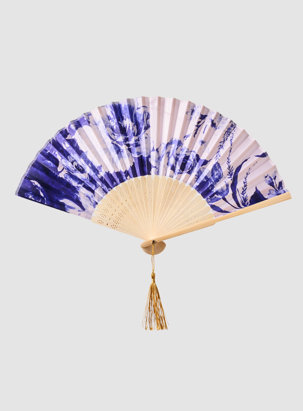 Satin Fan in China Blue Blooms