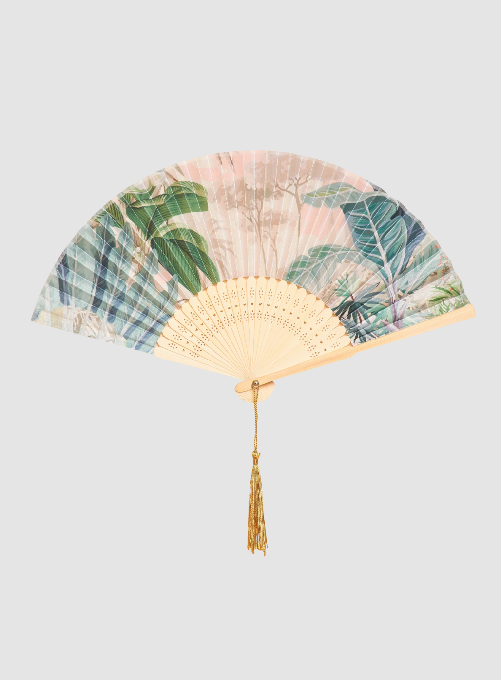 Satin Fan in Coconut Oasis Print