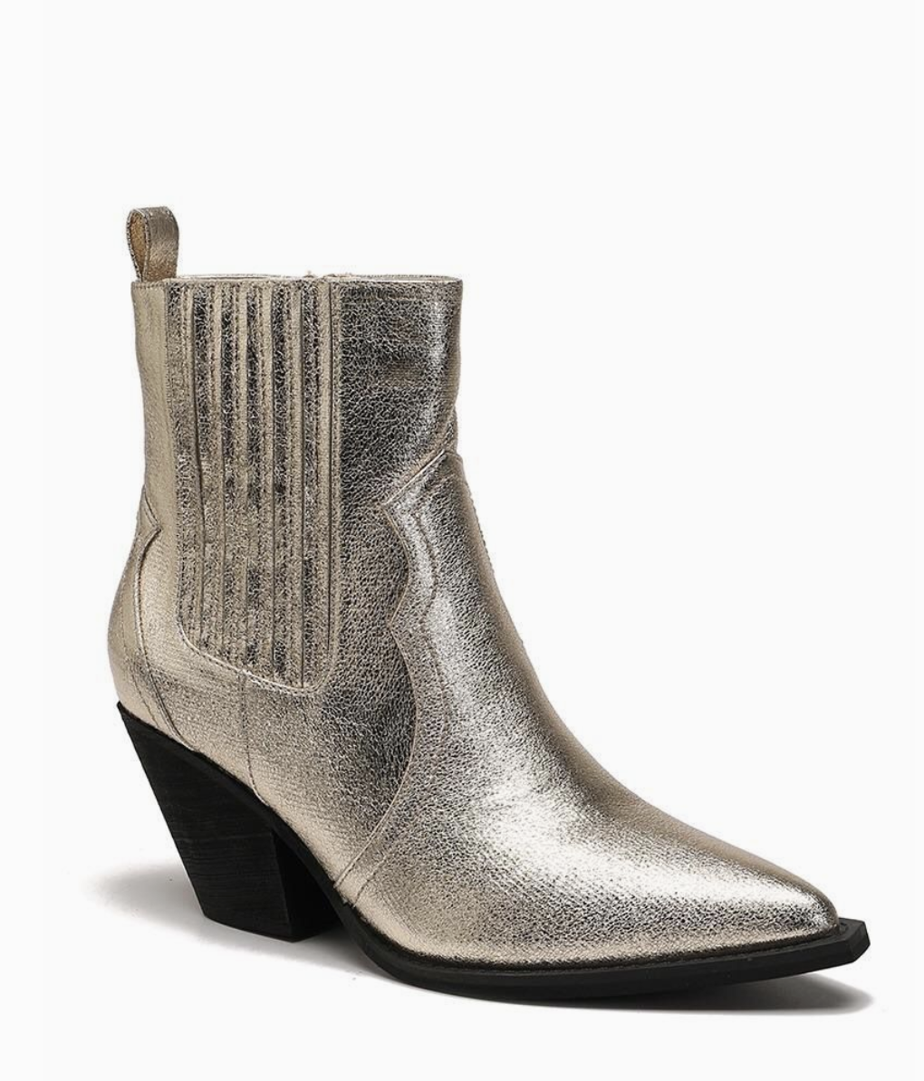 NICKS Metallic Gold Cowboy Chelsea Boots