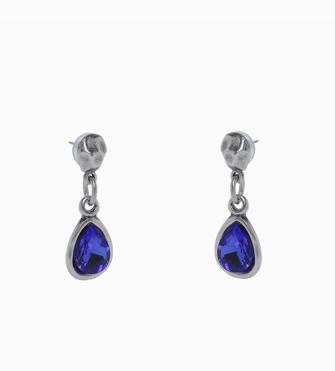 ZENA Handmade Crystal Drop Earrings in Blue