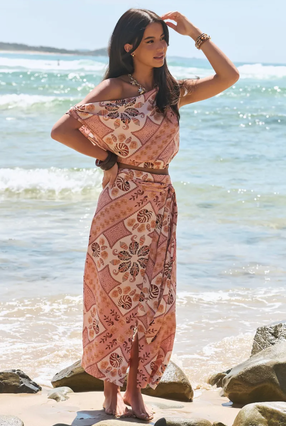Zia Wrap Skirt in Tahitian Print