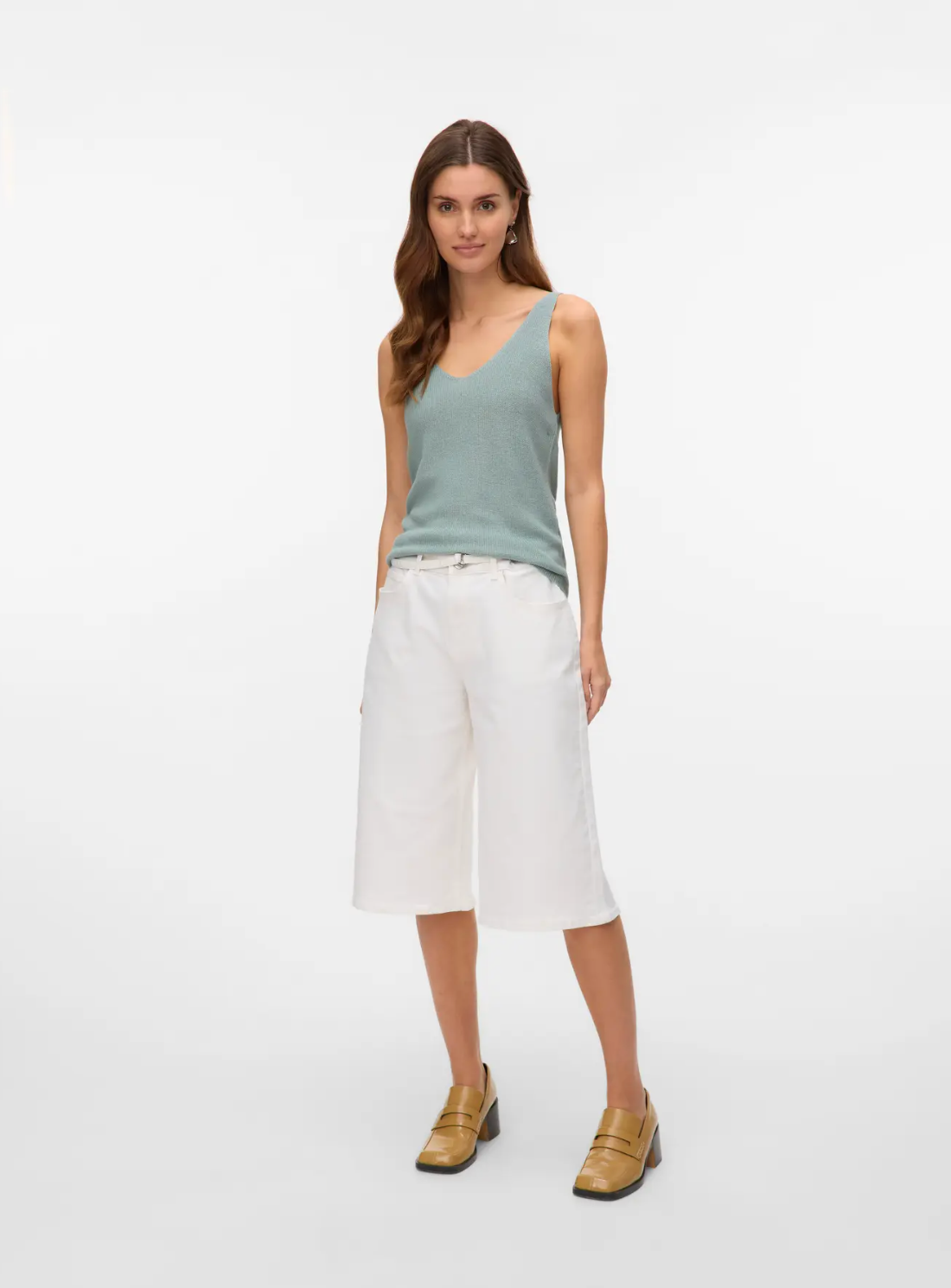 NEWLEX Fine Knit Vest Top in Green Mist