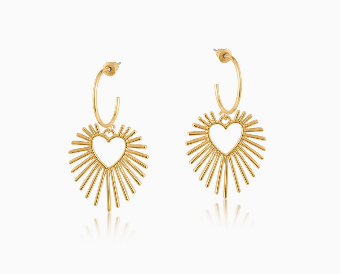 SELENA Heart burst Gold Earrings