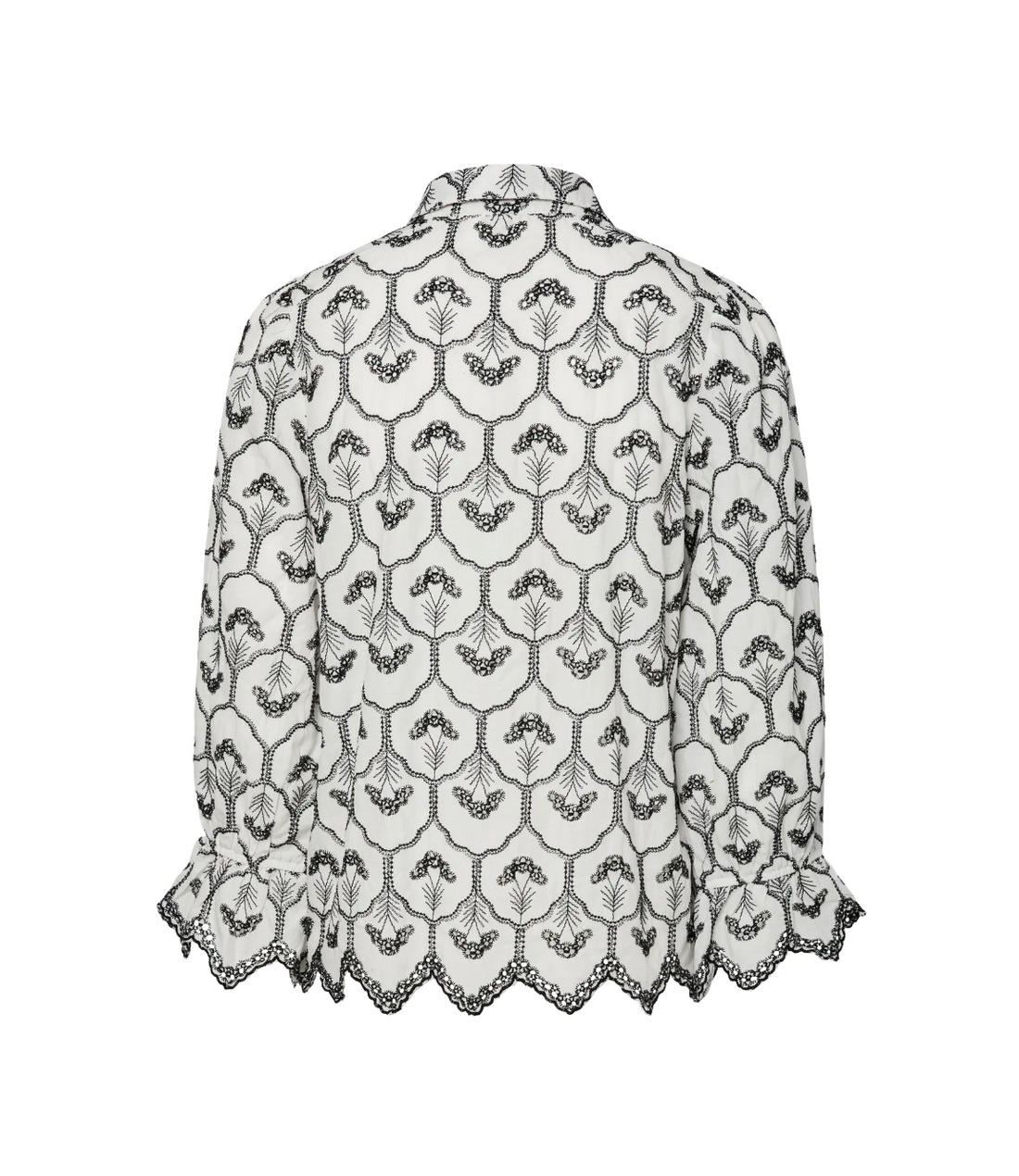 MULLA Cropped Sleeve Embroidered Cotton Shirt