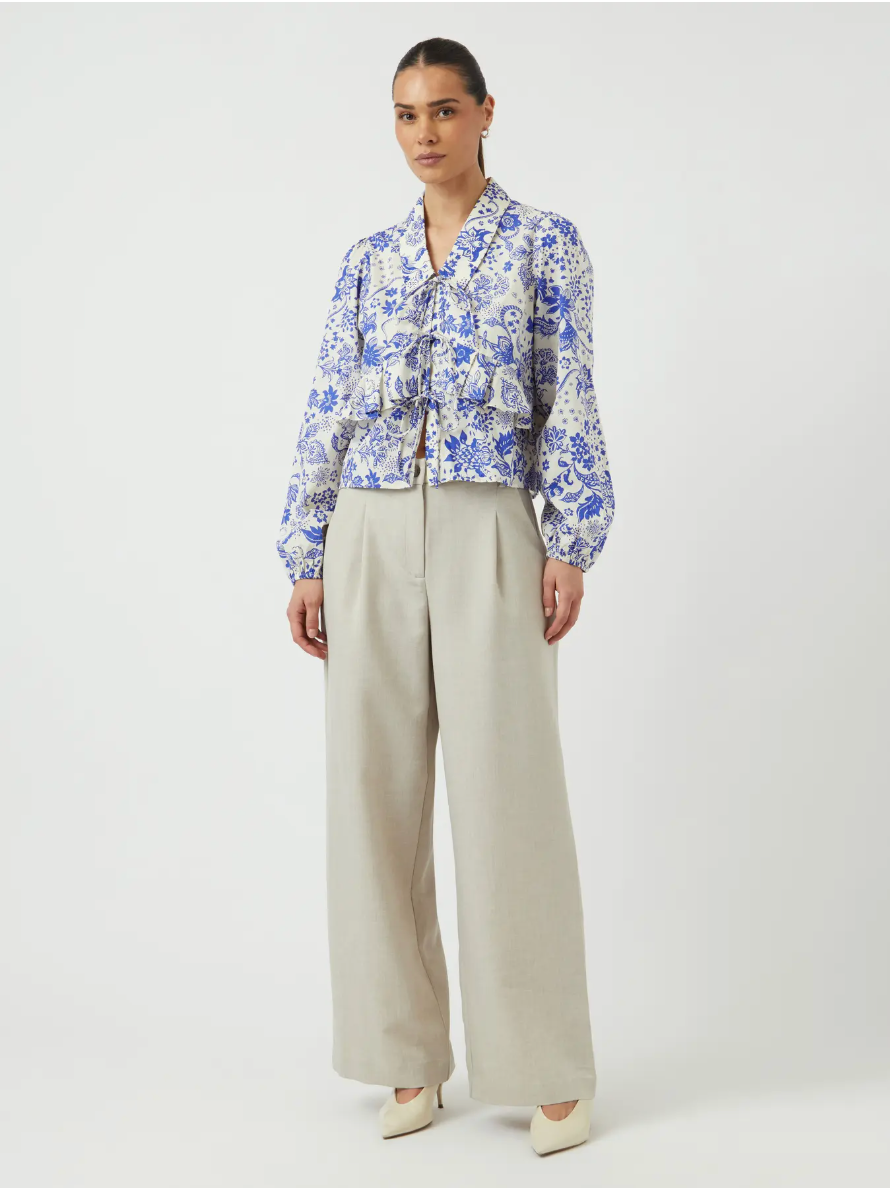 PLAYA Blue and White Frill Blouse