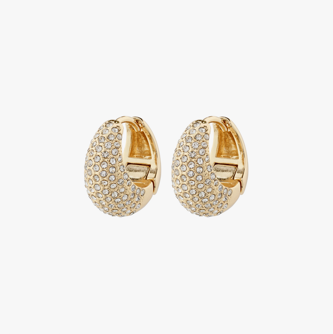 FOCUS Embellished Crystal Chunky Hoop Gold Plated Earrings - A16