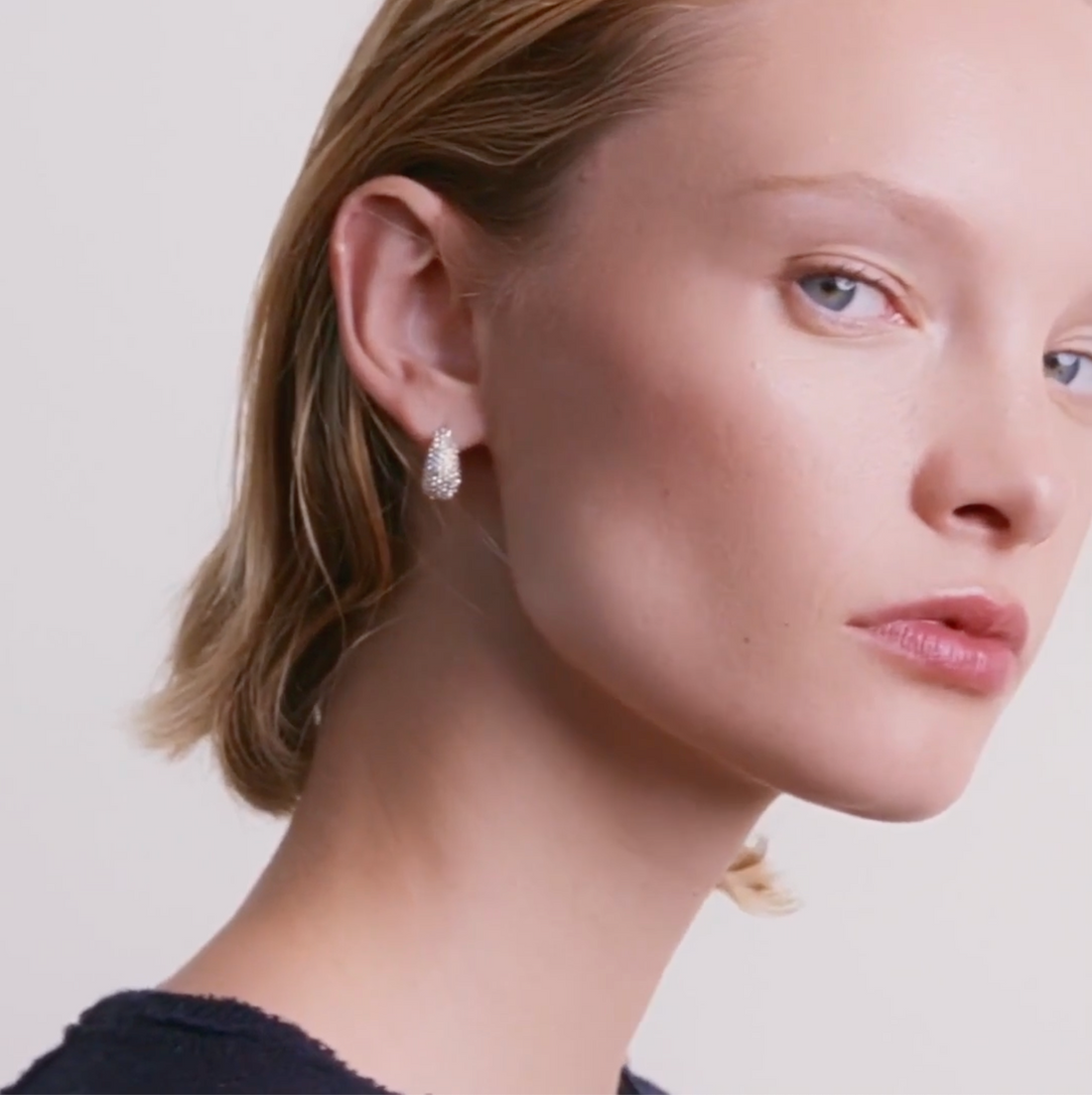 FOCUS Embellished Crystal Chunky Hoop Gold Plated Earrings - A16