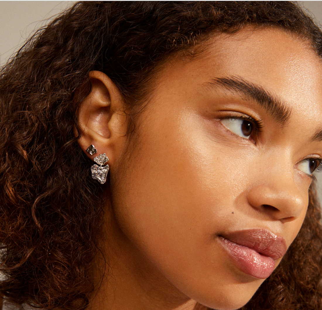 HORIZON 3-In-1 Set of Organic Shape Silver-Plated Studs