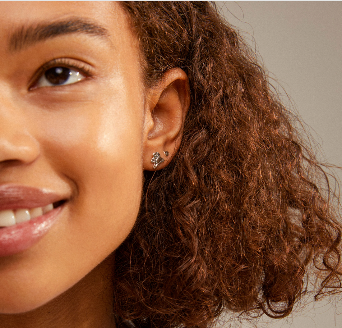 HORIZON 3-In-1 Set of Organic Shape Silver-Plated Studs