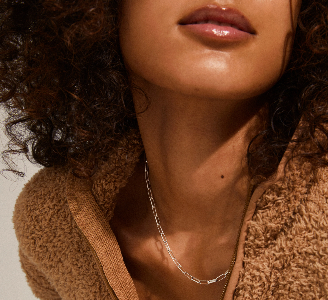 RONJA Silver Plated Rectangular Loose Link Necklace