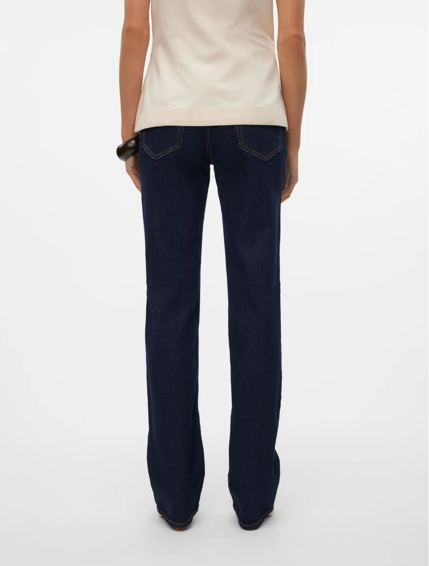 TESSA High Rise Straight Leg Jeans in Dark Blue Denim