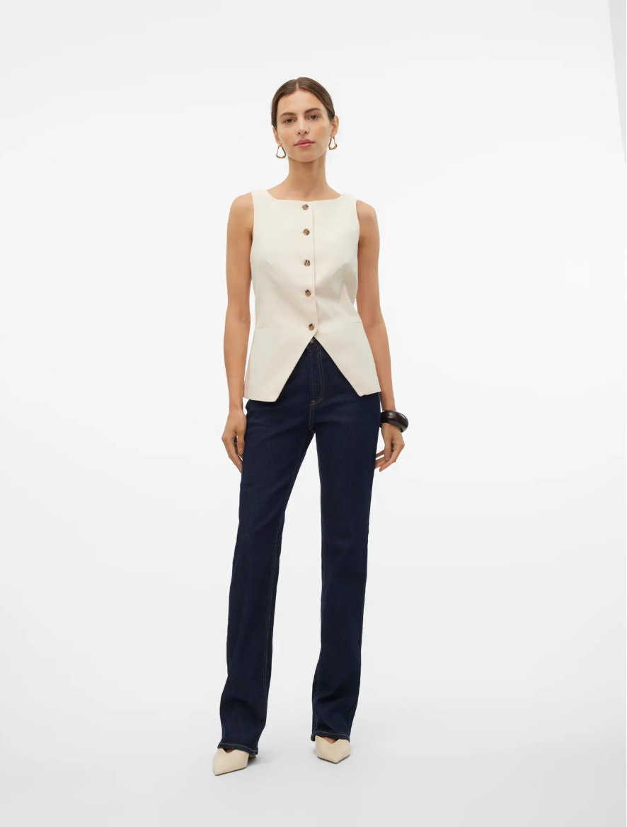 TESSA High Rise Straight Leg Jeans in Dark Blue Denim