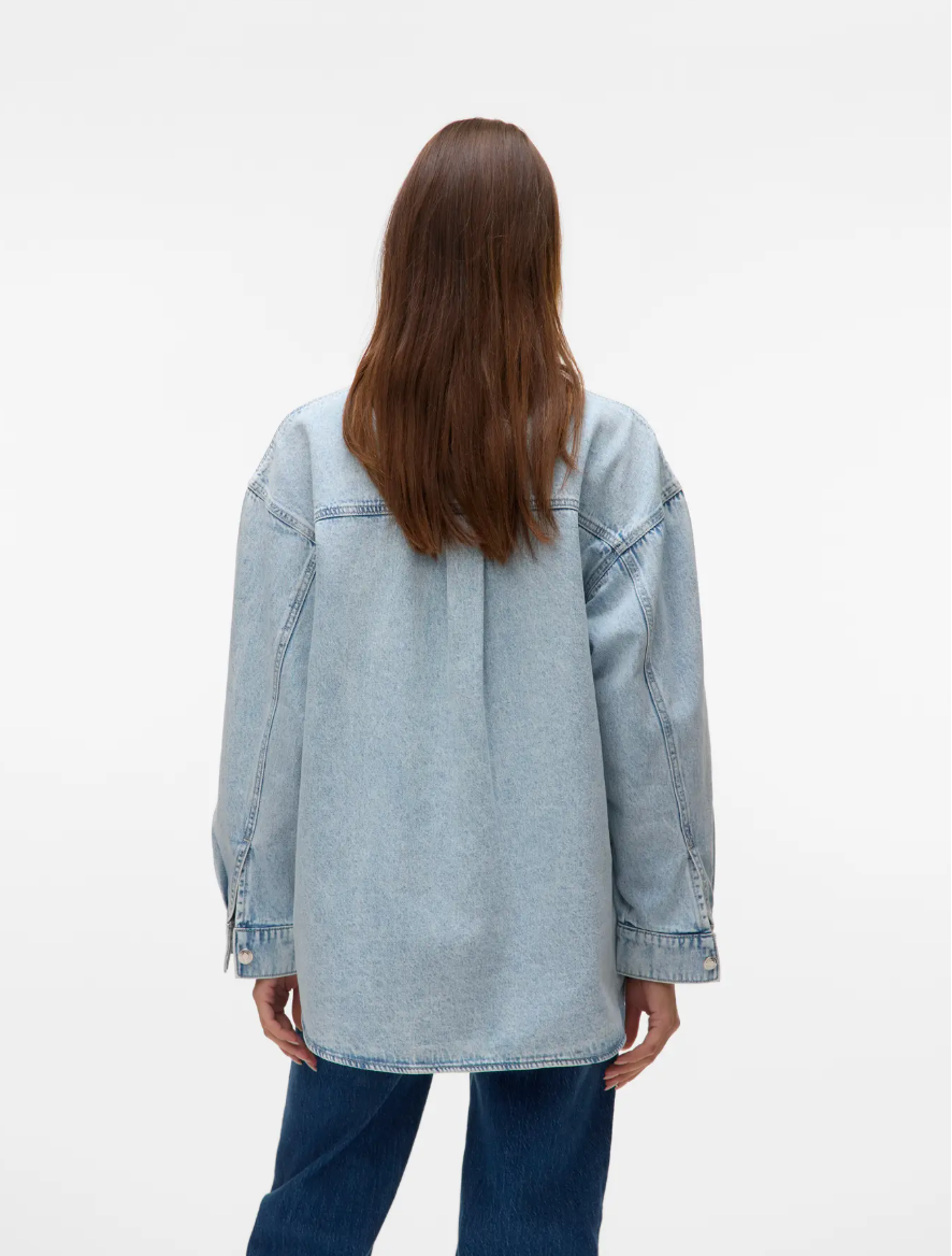 JENNIE Oversized Denim Shirt Jacket in Light Wash