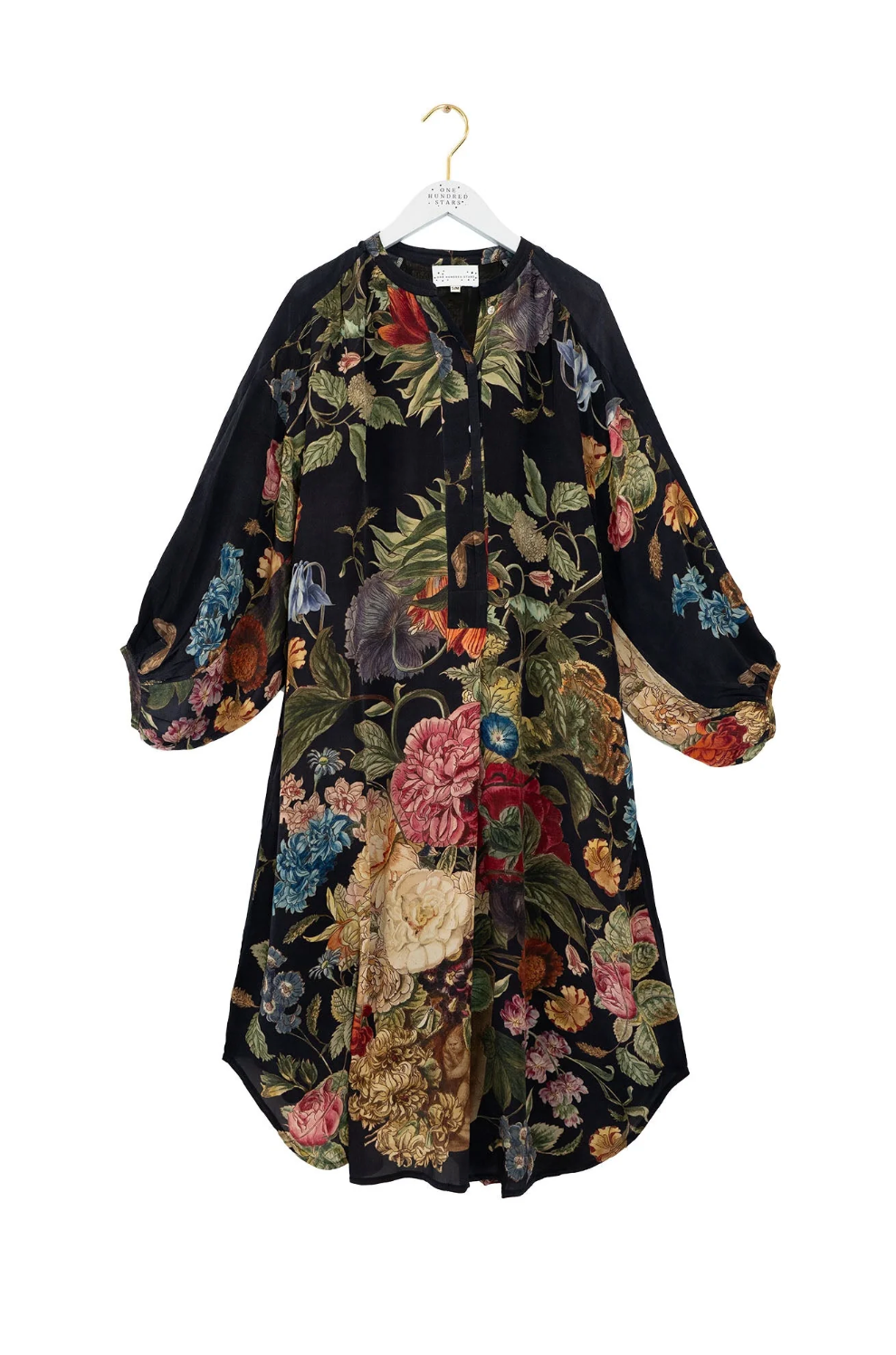 One Hundred Stars Darcy Dress in Black Primula Print - DRDPRIBLK