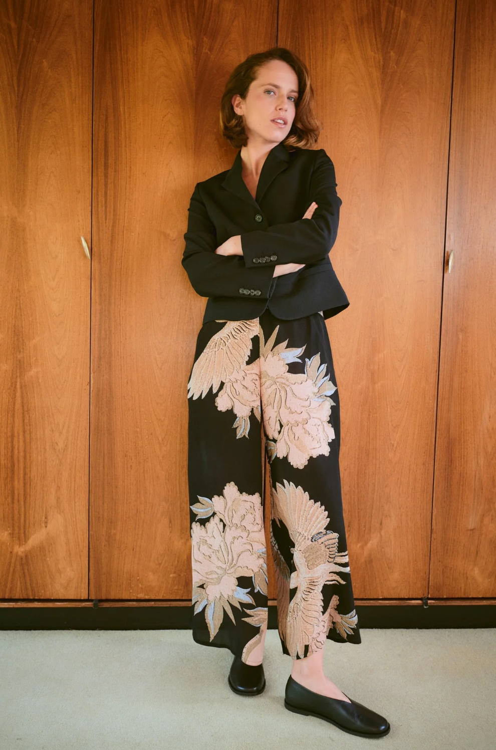 One Hundred Stars Green Pink Giant Willow Print Short Kimono