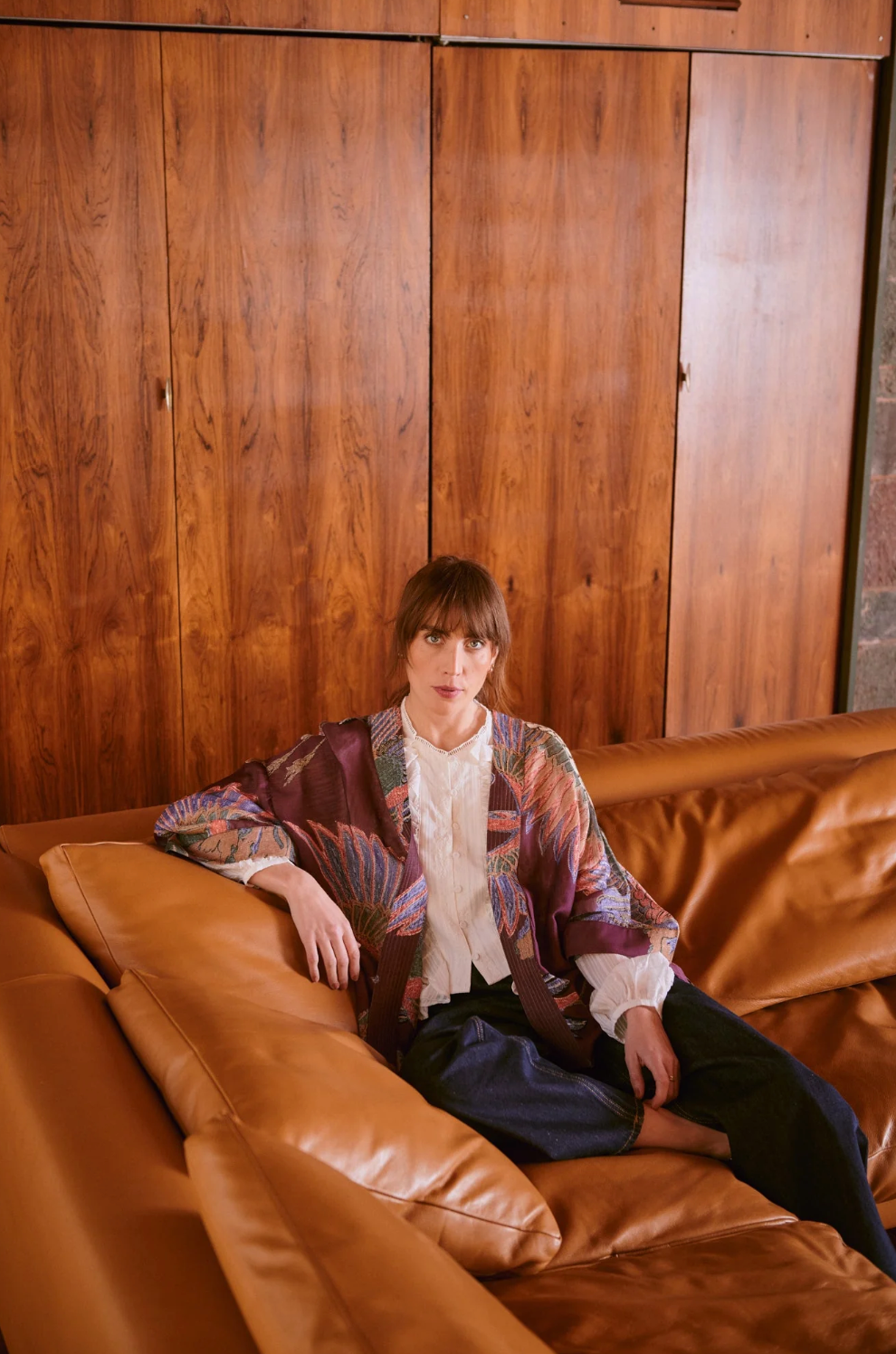 One Hundred Stars Print Short Kimono Jacket in Plum Crane Print - KIMCRAPLU