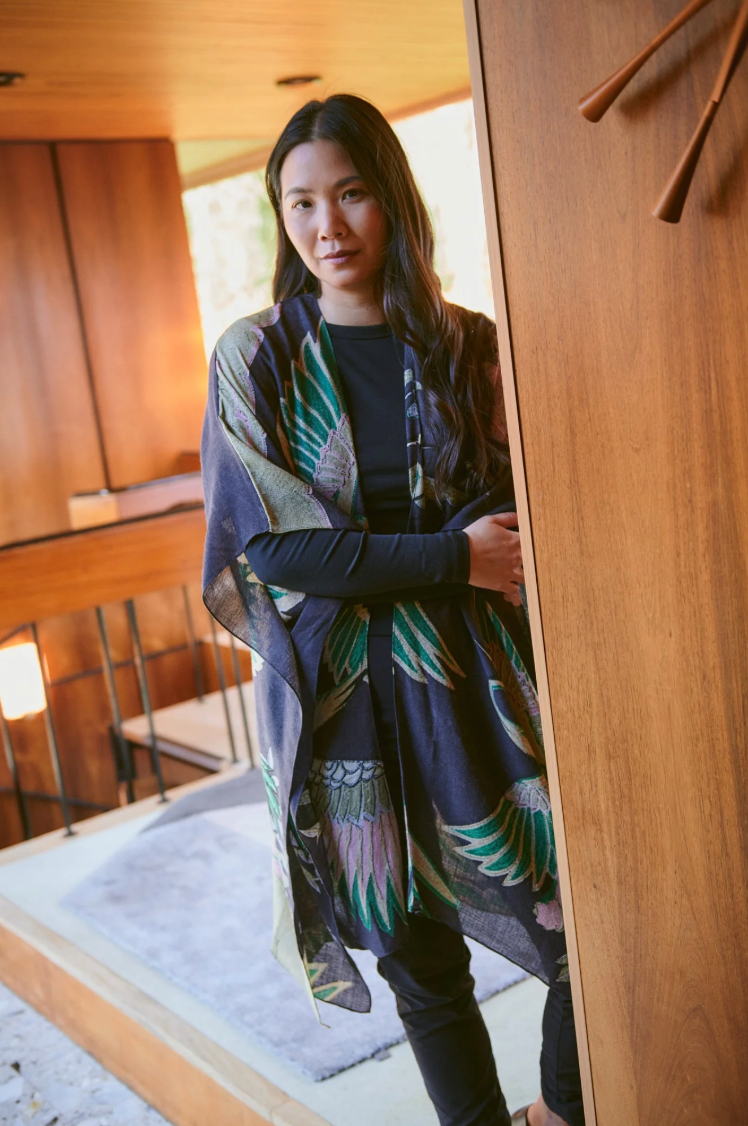 WOOL Throwover Kimono in Emerald Crane - WTHCRAEML
