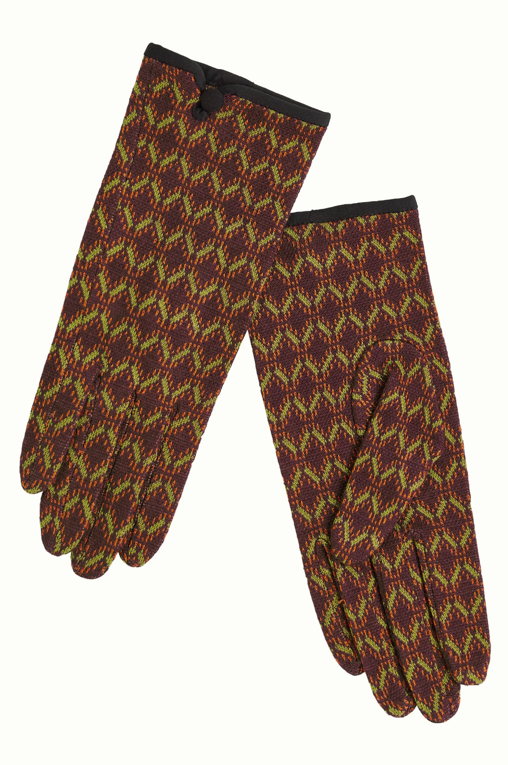 GATO Retro Style Woven Red Geometric Printed Gloves