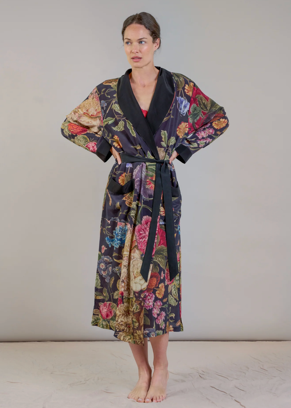 Crepe Gown in Primula Black by One Hundred Stars - CGWPRIBLK