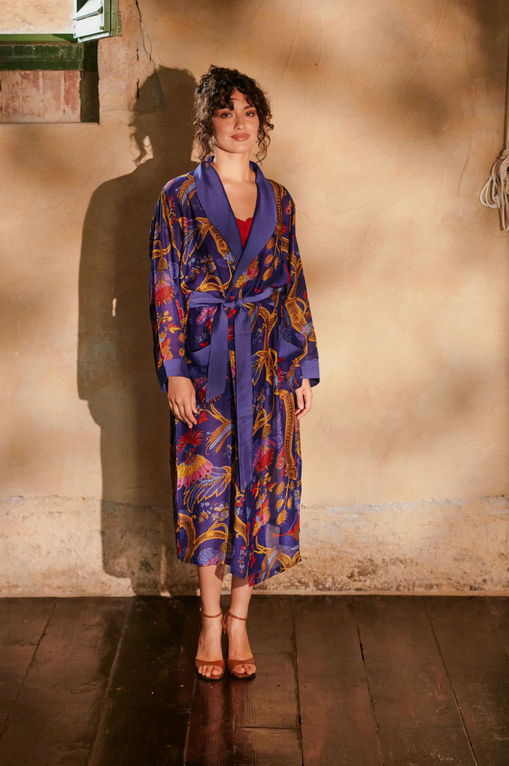 Lightweight Gown Kimono in Climbing Peacock - GWNCPERBL