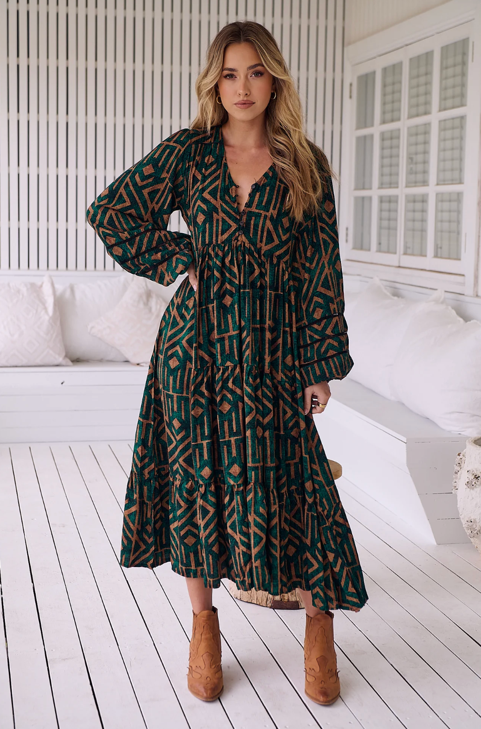 EVE Mini Dress in Emerald Print