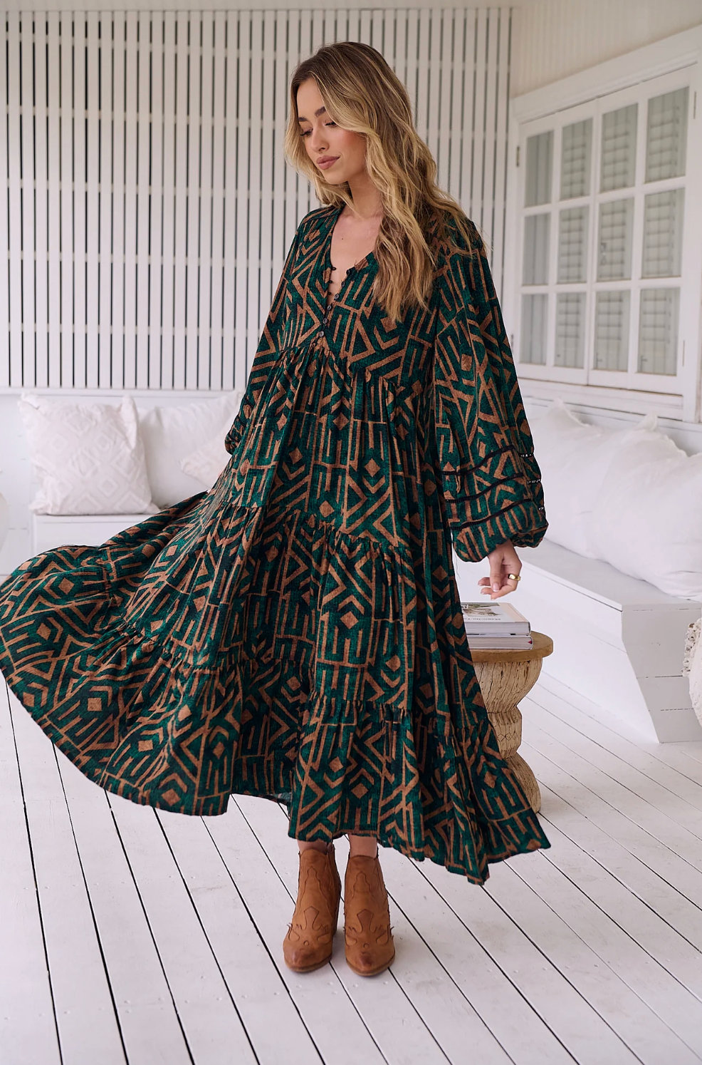 EVE Mini Dress in Emerald Print