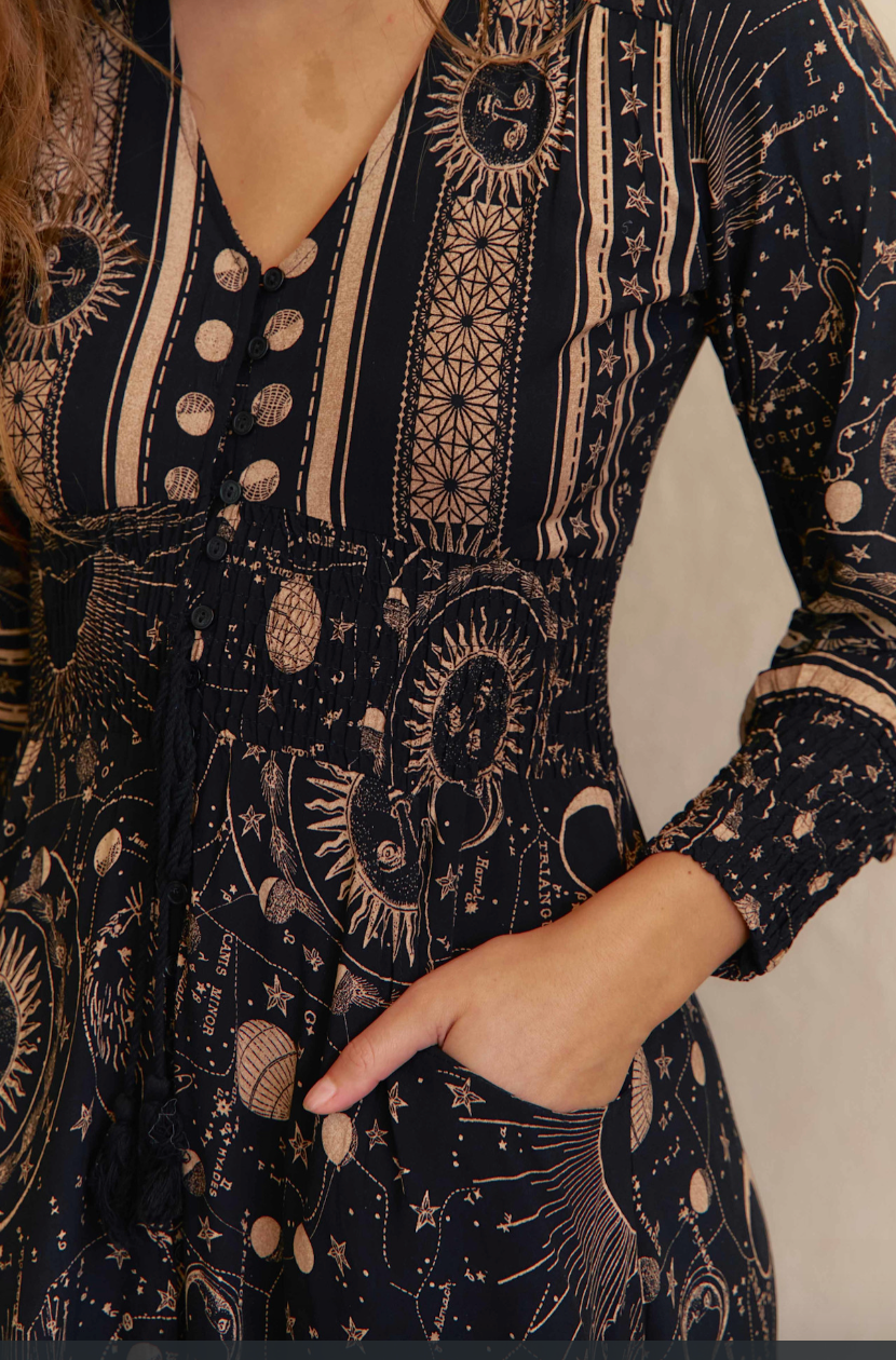 SABRINA Maxi Dress in Celestial Astrid Print