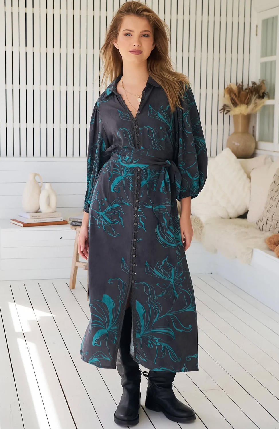 WHITNEY Dress in Midnight Lilly Print