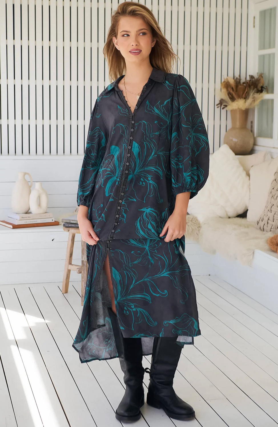 WHITNEY Dress in Midnight Lilly Print