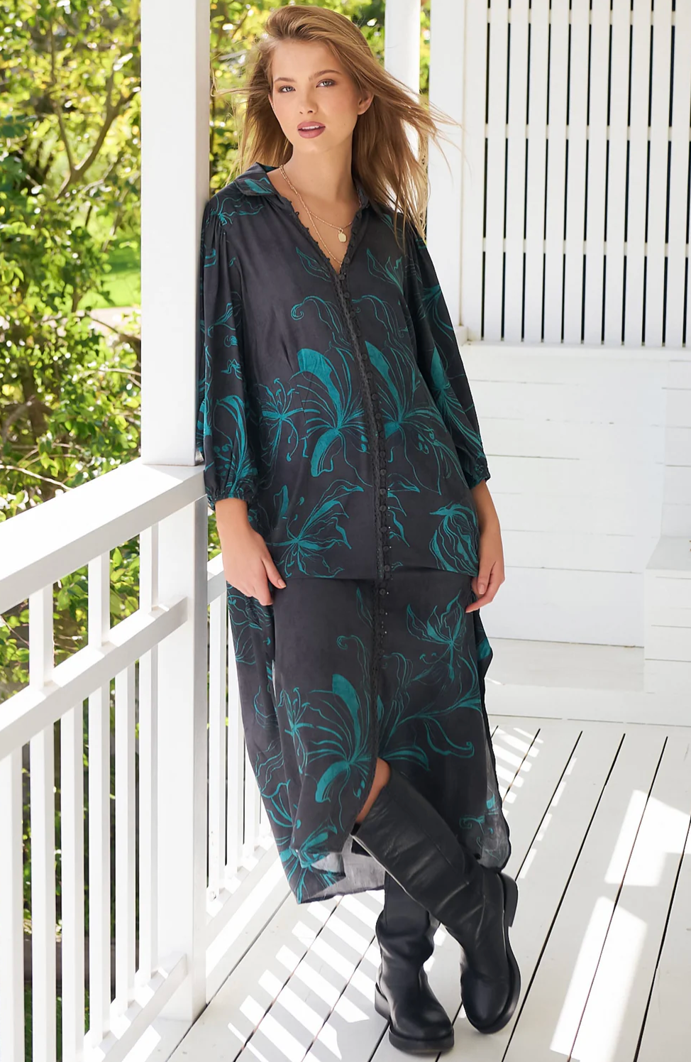 WHITNEY Dress in Midnight Lilly Print