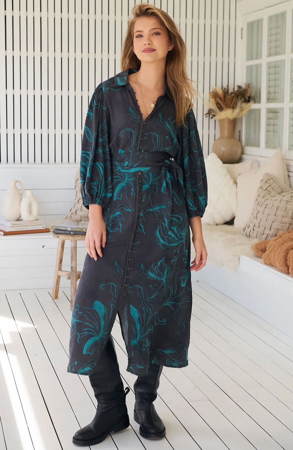 WHITNEY Dress in Midnight Lilly Print