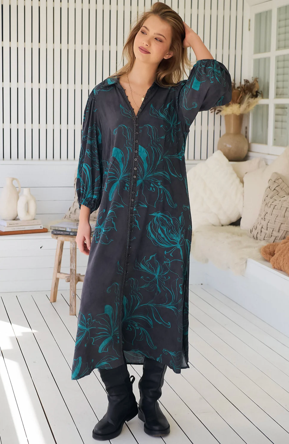 WHITNEY Dress in Midnight Lilly Print