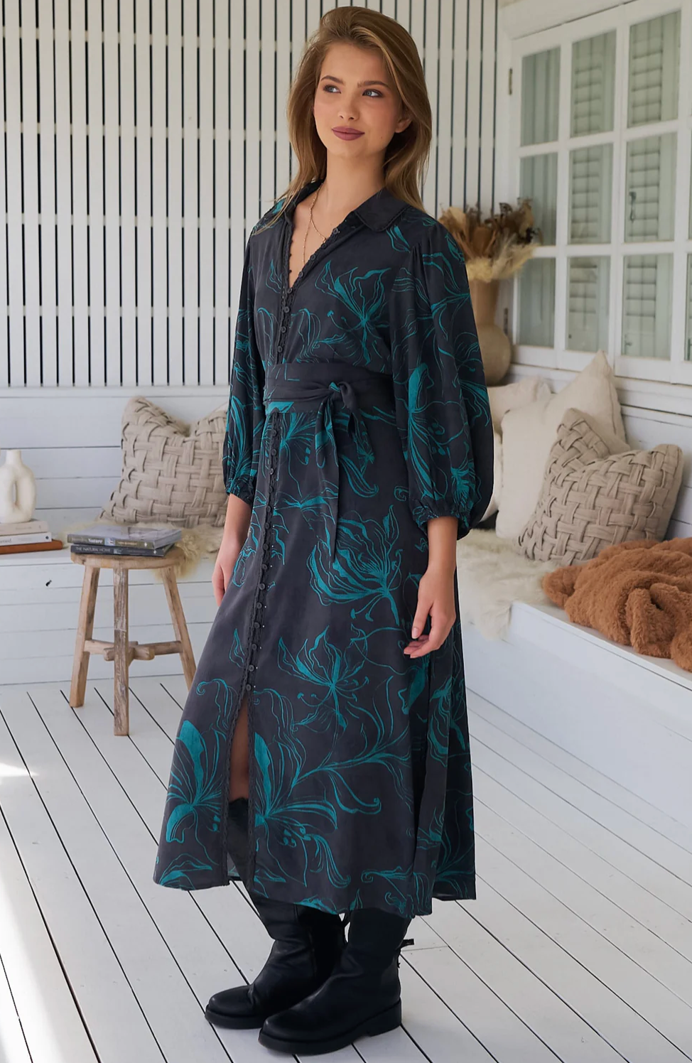 WHITNEY Dress in Midnight Lilly Print
