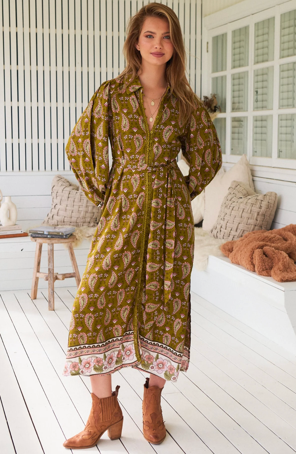 WHITNEY Dress in Mustard Gold Amalie Print