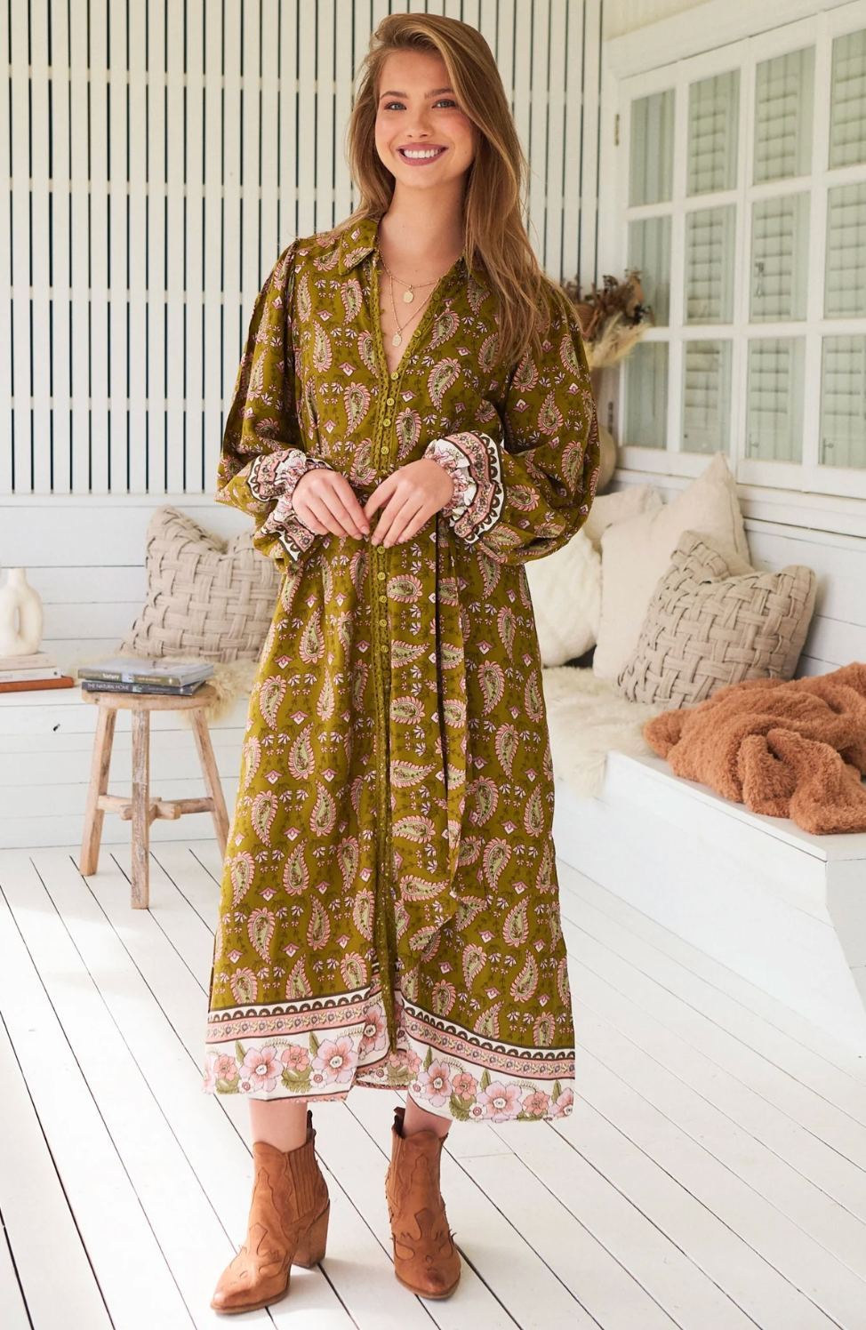 WHITNEY Dress in Mustard Gold Amalie Print