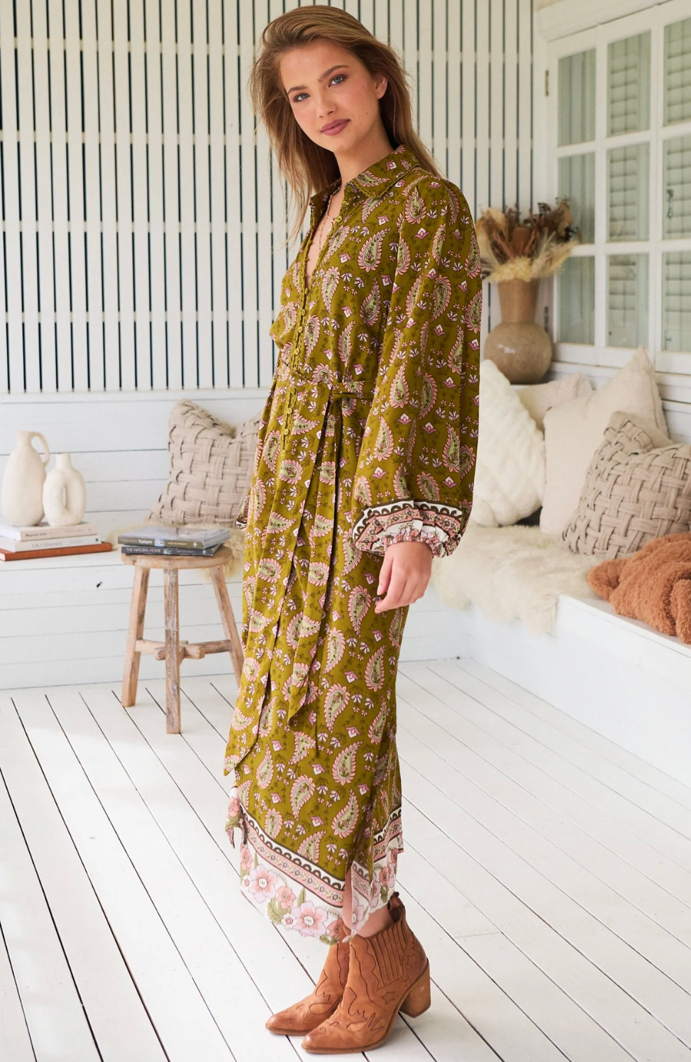 WHITNEY Dress in Mustard Gold Amalie Print