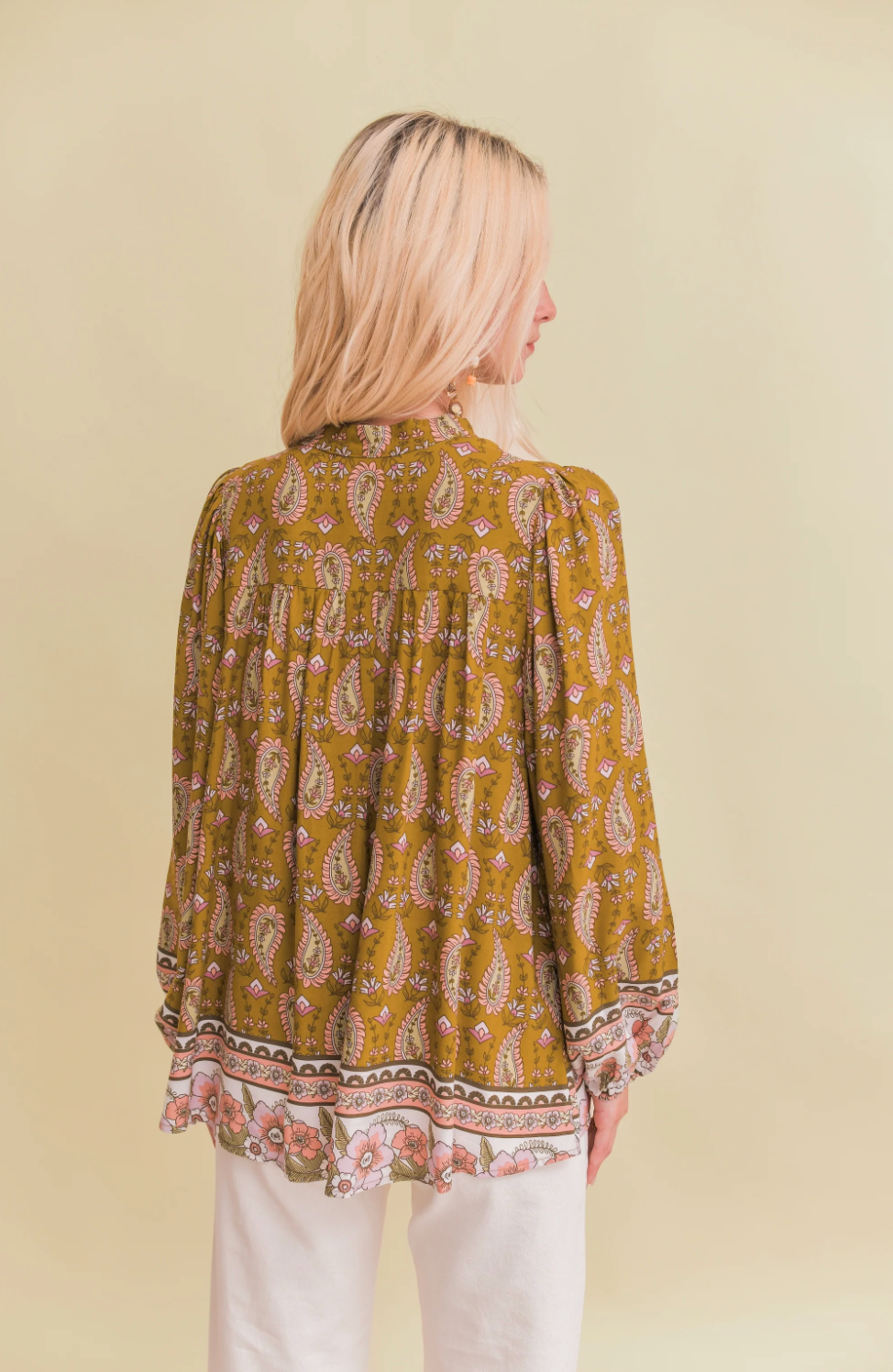 BEE Blouse in Mustard Gold Amalie Print