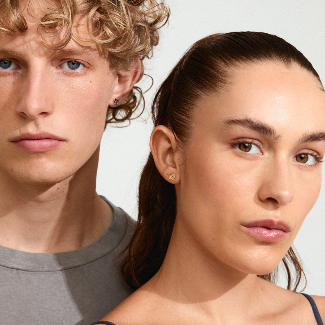 RYAN Organic Shape Heart Stud Earrings in Gold - 2003